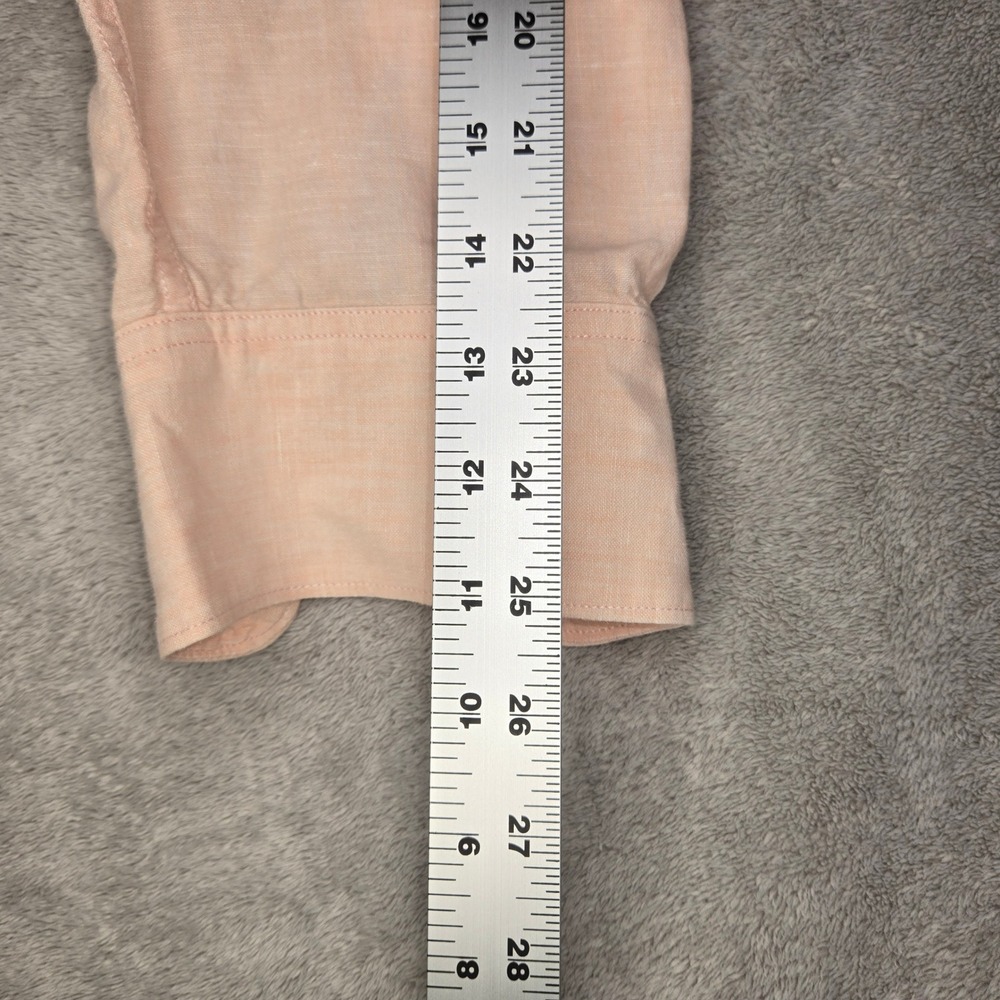 Tommy Bahama Relax Mens L Peach 100% Linen Long Sleeve Button Up Shirt Pocket - Picture 7 of 9